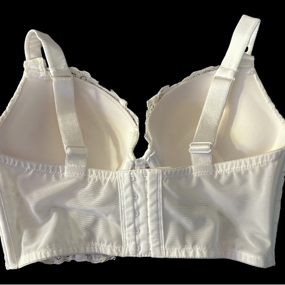 Vamp Bras and Things  White Lace Glimmer Contour Cup Bustier Bra  Size 32 D - Picture 2 of 8